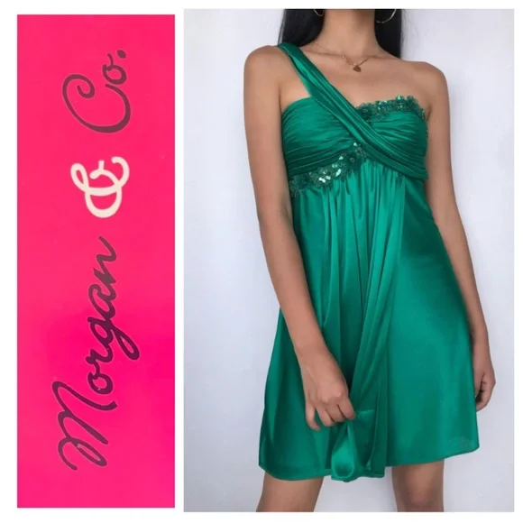 moda operandi green mini dress Mac Duggal - Green Floral Embellished Flutter Sleeve Midi Dress main image 1